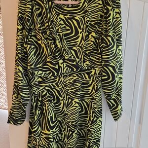 Ronny Kobo Collection Black and Yellow Patterned Dress